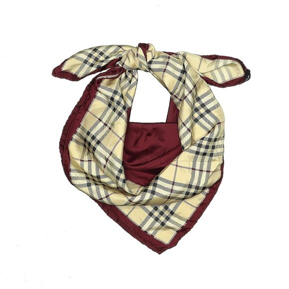 Vintage Silk Burberry Haymarket Check Plaid Square Scarf - Picture 1 of 8